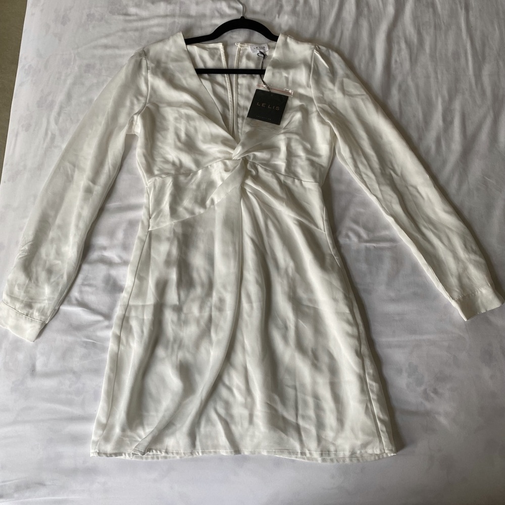 BRAND NEW W/ TAGS - Eliana Cowl Neck Side Slit Satin Dress